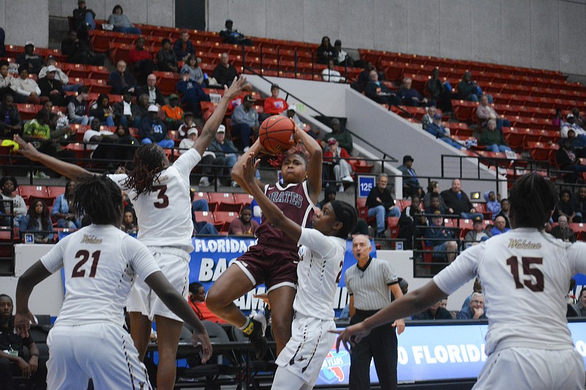 O'Mariah Gordon was forced to take off-balance shots like this one thanks to Wekiva's stingy defense.