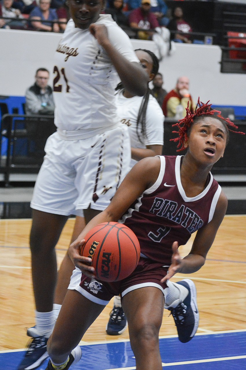 O'Mariah Gordon proves she is not afraid of contact when driving to the rim.