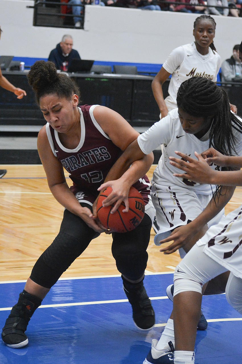 Bella Patterson forces a jump ball after ripping it from a Wekiva defender.