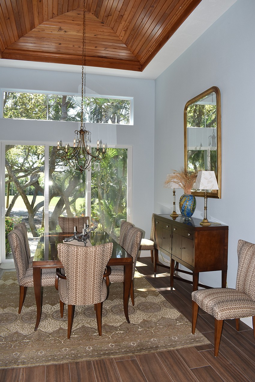 The sitting room at the back of the house provides views of the golf course.