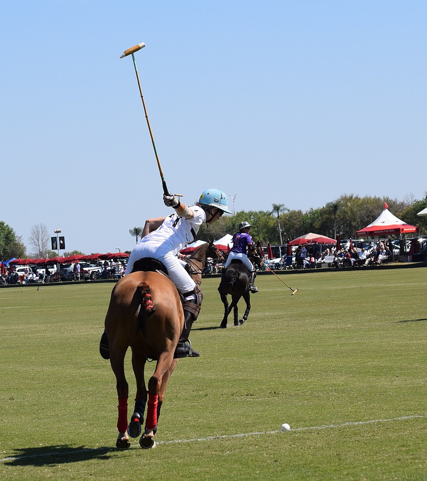 San Saba's Clarissa Echezarreta puts all her might into a shot.
