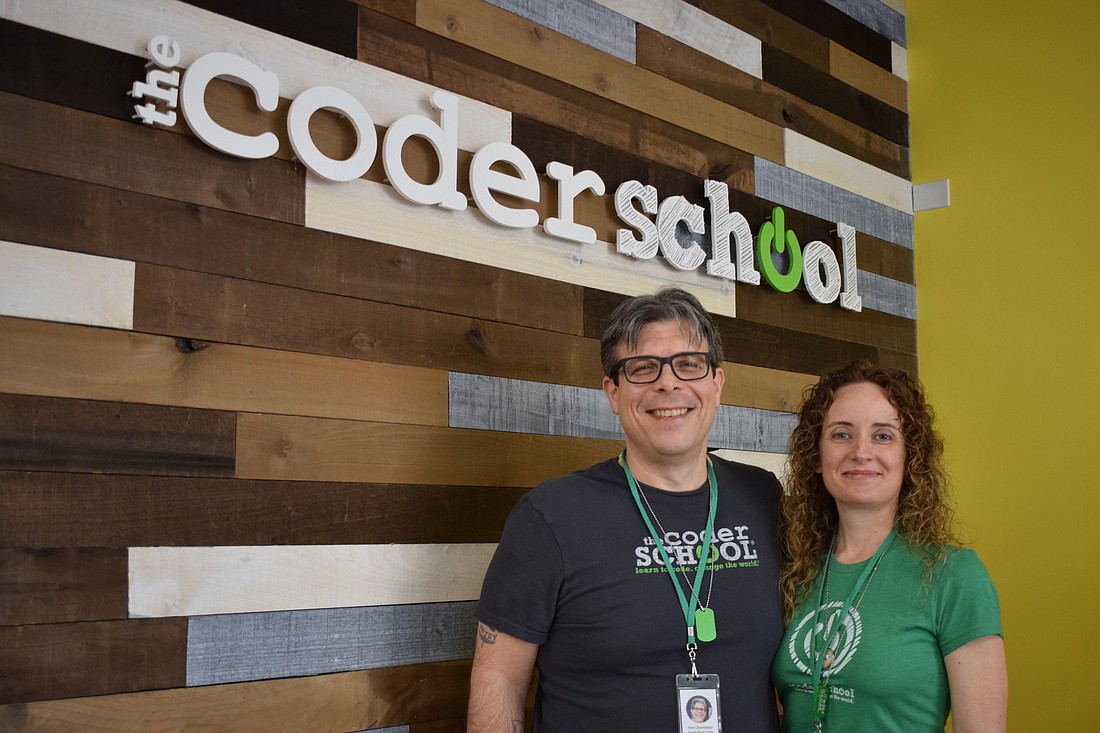 Peter and Allyson Christinzio work with five coder coaches to teach children ages 7 to 18 how to code at theCoderSchool of Sarasota, which opened in November.