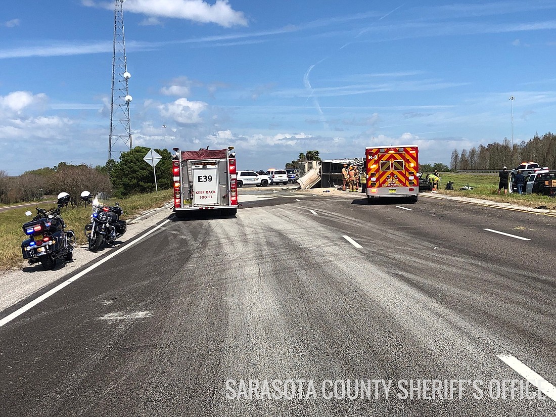 Traffic is gridlocked on I-75 near Fruitville Road in Sarasota. Photo courtesy Sarasota Sheriff&#39;s Department