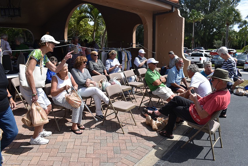 Shoppers also relaxed outside after finding bargains.
