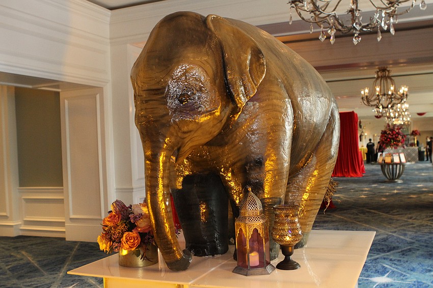 Guests were quickly met by an elephant statue.