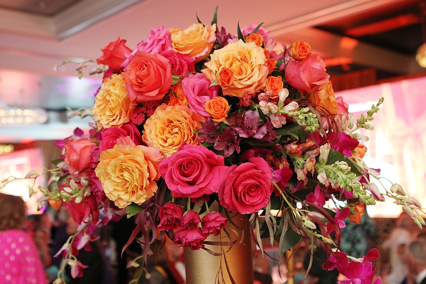 The table centerpieces had an assortment of colorful roses.