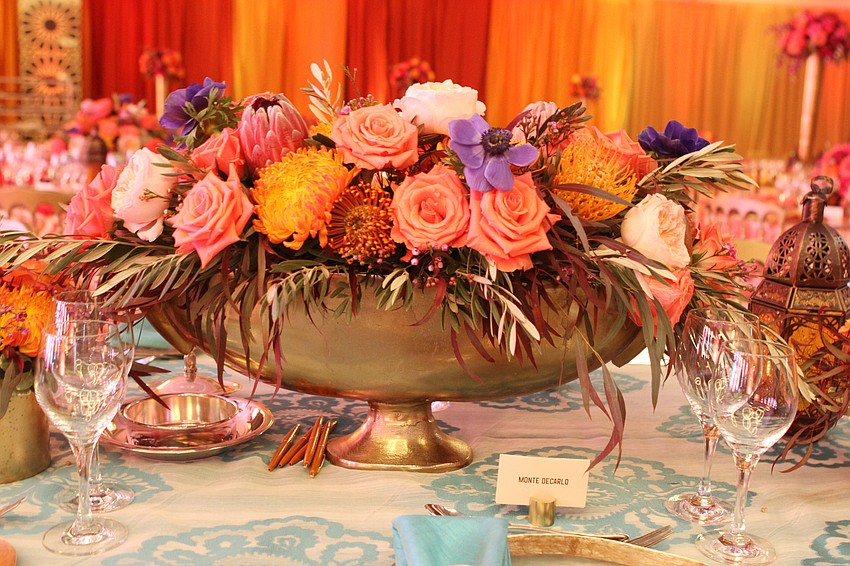 The table centerpieces had assortment of colorful roses.