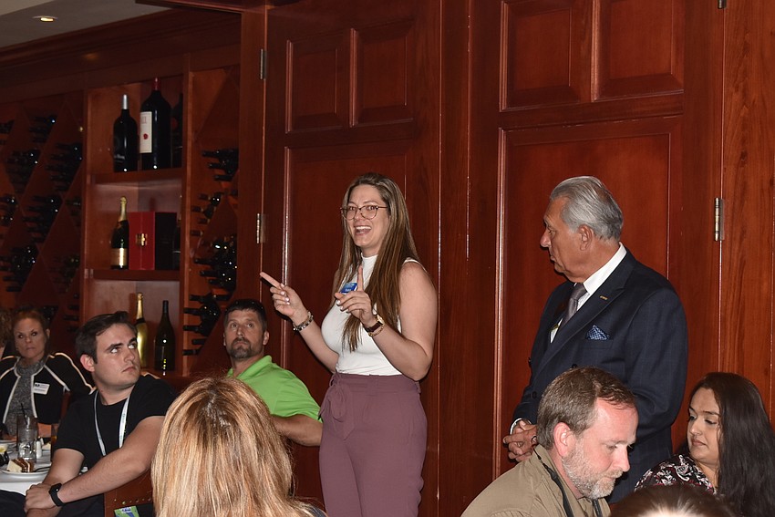 Tara Moser speaks to the crowd.