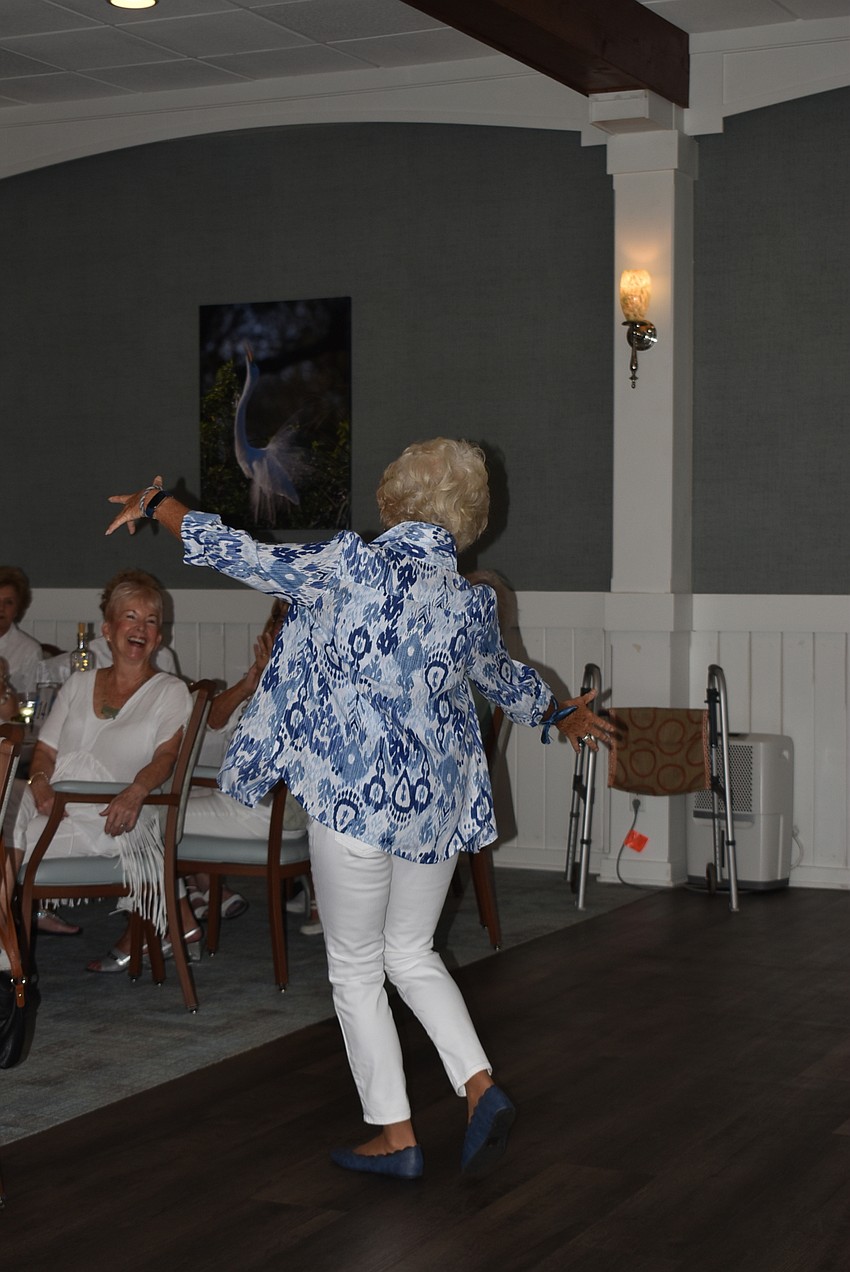 Connie Haubert shows off her outfit.