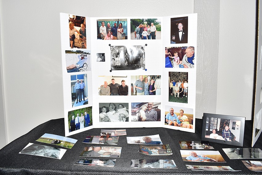 Photo displays of Grisdale's life.