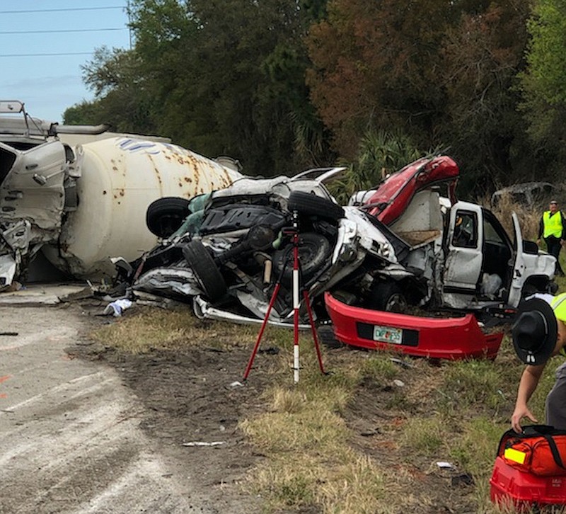 A cement truck was involved in a multi-vehicle collision on Interstate 75 near Fruitville Road on Monday morning.