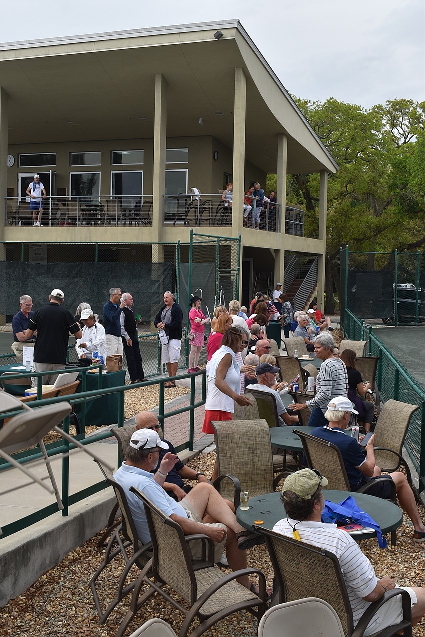 Attendees went up to the upper deck of the Tennis Center, as well.
