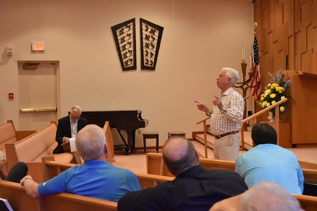 Former Longboat Key Mayor Jim Brown speaks during Wednesday&#39;s forum.