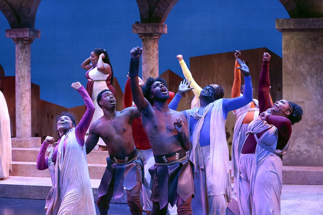 Derric Gobourne Jr. (front) plays Jesus in West Coast Black Theatre Troupe&#39;s production of "Your Arms too Short to Box with God." (Photos courtesy  Sorcha Augustine)