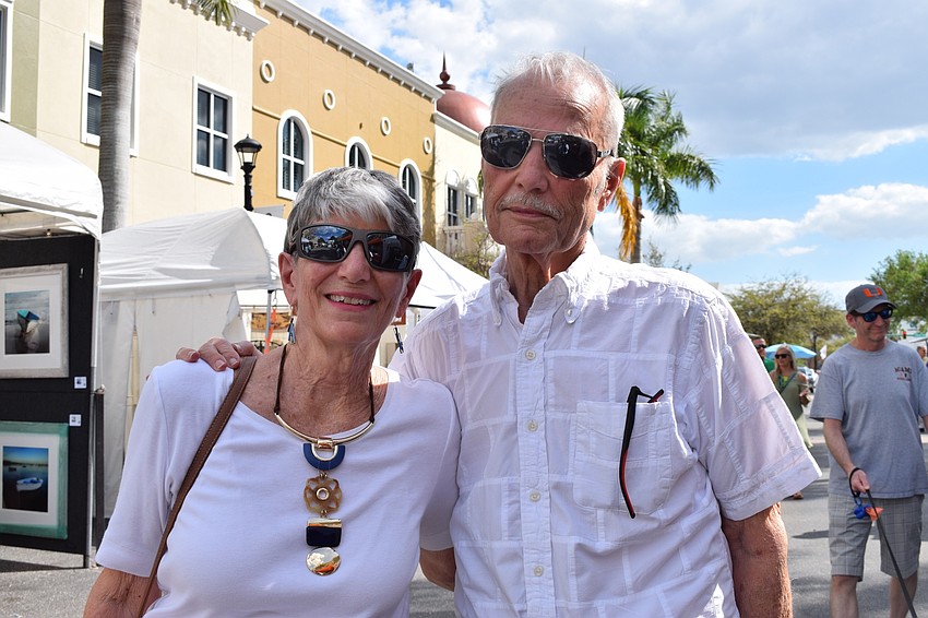 Sarasota residents Betsy and Wolf Shindlebower follow several of the artists who attend the Lakewood Ranch Winter Fine Art Festival and enjoy seeing their new work each year.