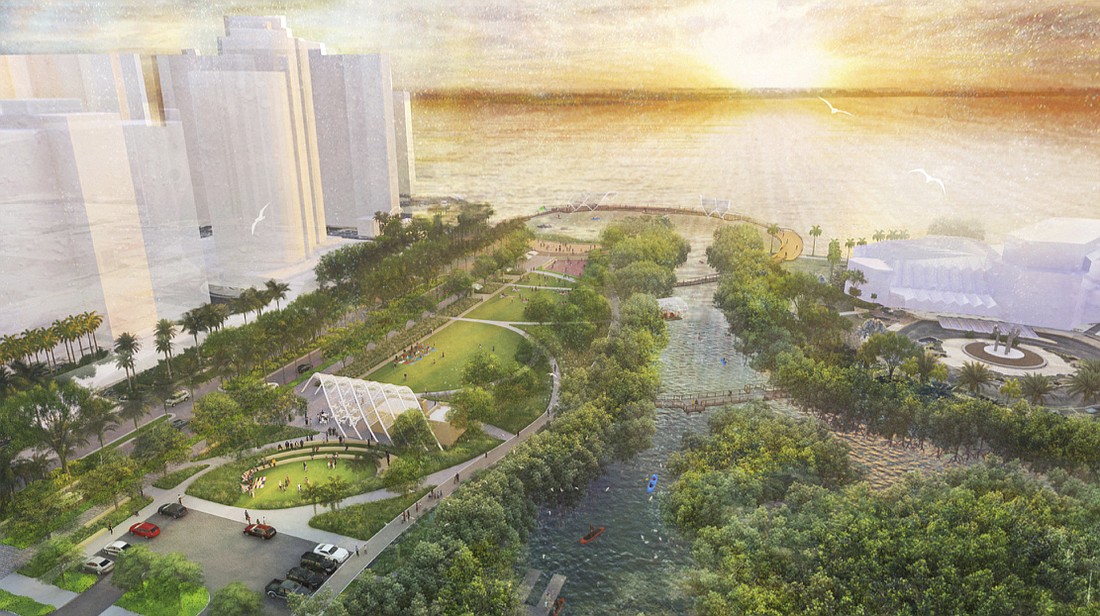The first phase of The Bay Sarasota project would be largely located north of Boulevard of the Arts, though a segment of the public park property would be located on the south end of the street.