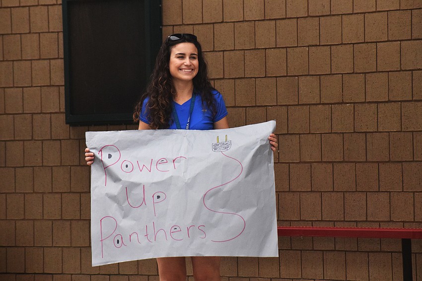 Angela Gennocro, a sixth grade math teachers, shares a new motto for Braden River Middle School as students prepare to start online learning.