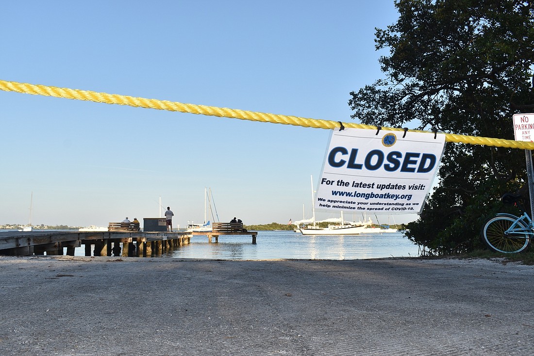 The town&#39;s Linley Street boat ramp was closed at the same time Manatee County closed its county-operated ramps.