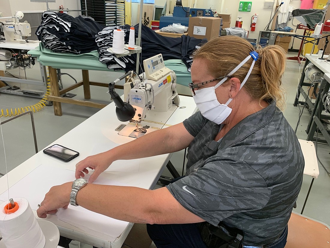 The Manatee County Sheriff&#39;s Office has a unit that normally makes sheets for the Manatee County Jail. Now it is helping make personal protection masks for deputies and those in the grocery industry. Courtesy photo.