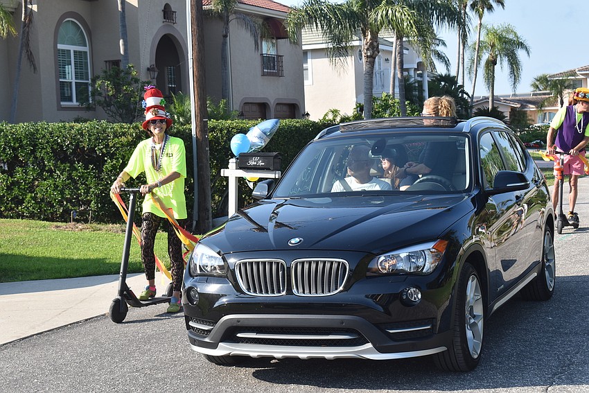 The party moves safely along the street.