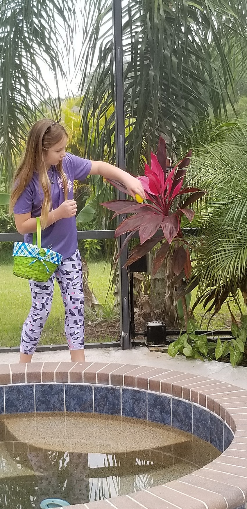 Nine-year-old Natalie Meabon finds an Easter egg at the Rye Road home of her grandmother Bonnie Acoveno.