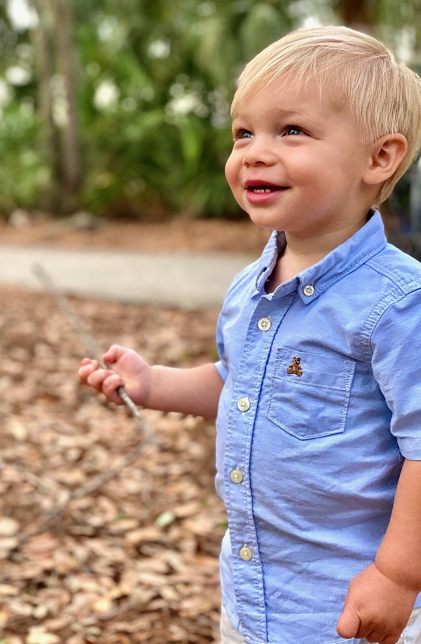 Bridgewater's Carter Allen, 18 months, is having a great start to Easter Sunday as he searches for eggs.