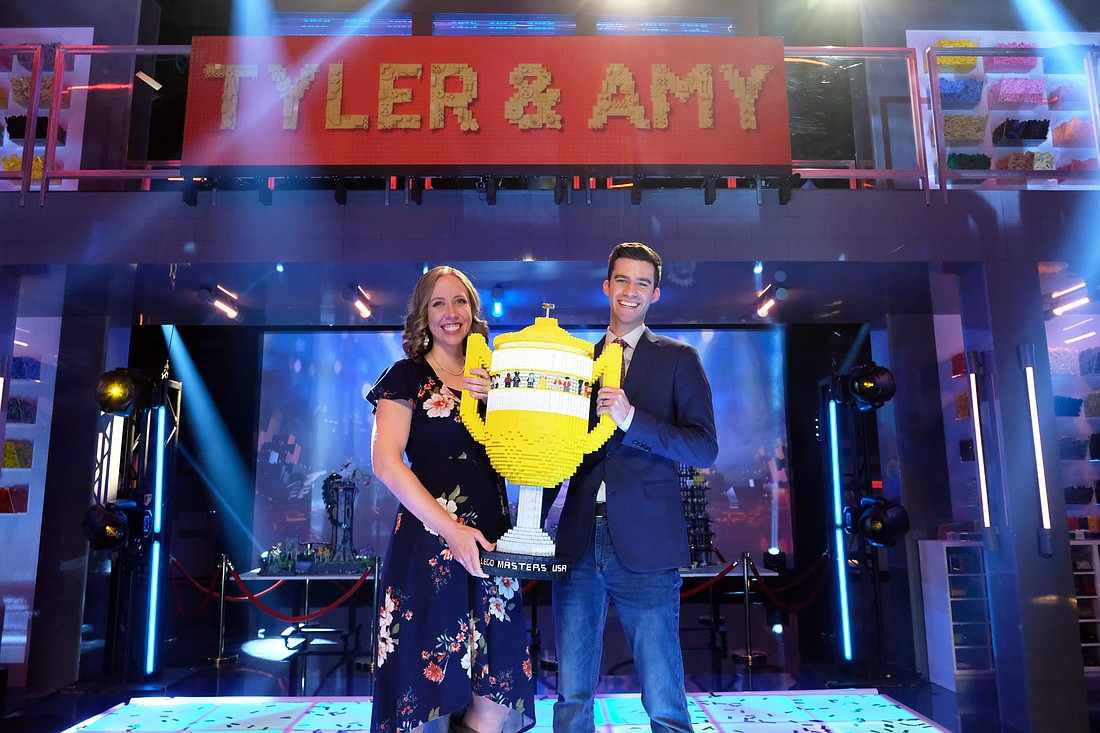 Myakka&#39;s Amy and Tyler Clites show off their LEGO trophy after winning the first season of "Lego Masters," which ran 10-episode. Photo courtesy of FOX.