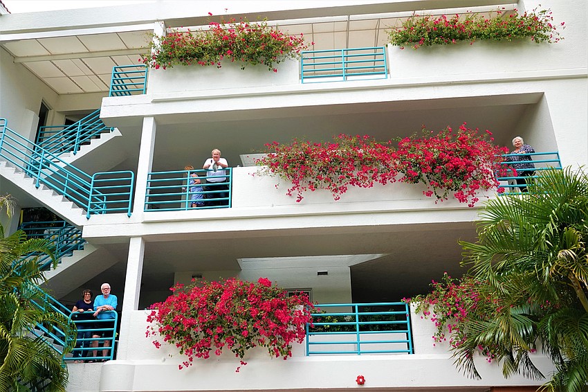 From stairs or balconies, residents came together. Photo courtesy of Susan Goodfriend.