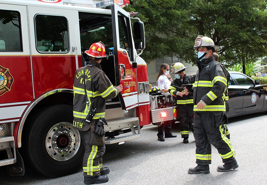 Members of the Longboat Key Fire Department wait for the ceremony to begin. Brynn Mechem