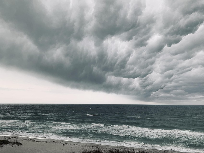 Jennifer Samson stood up to the wind on Monday, April 20 as storms swept in from the Gulf of Mexico.