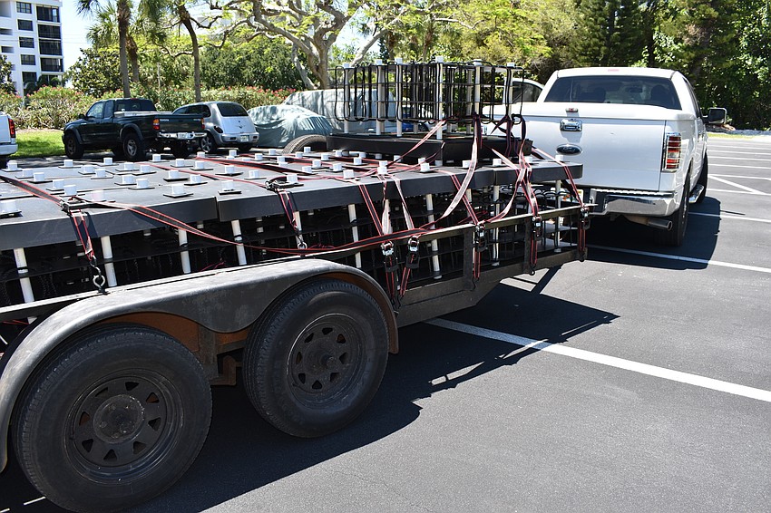 David Wolff's truck carried dozens of Mini Reefs for installation on Friday, May 1, 2020.