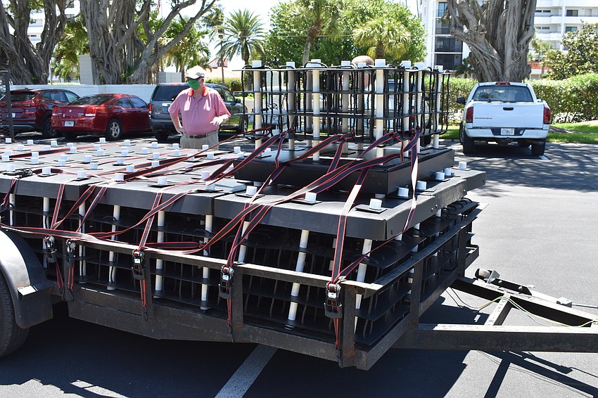David Wolff's truck carried dozens of Mini Reefs for installation on Friday, May 1, 2020.