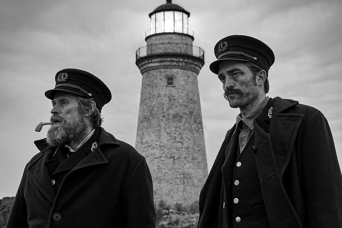 Willem Dafoe and Robert Pattinson in "The Lighthouse." Photo source: Prime Video.