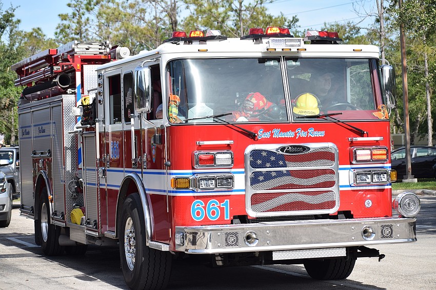 East Manatee Fire Rescue makes an appearance at the parade to show appreciation for teachers and staff at Tara Elementary School.
