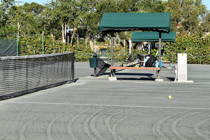 Because of the restrictions to prevent the spread of the COVID-19, every other court is in use at the Longboat Key Tennis Center.