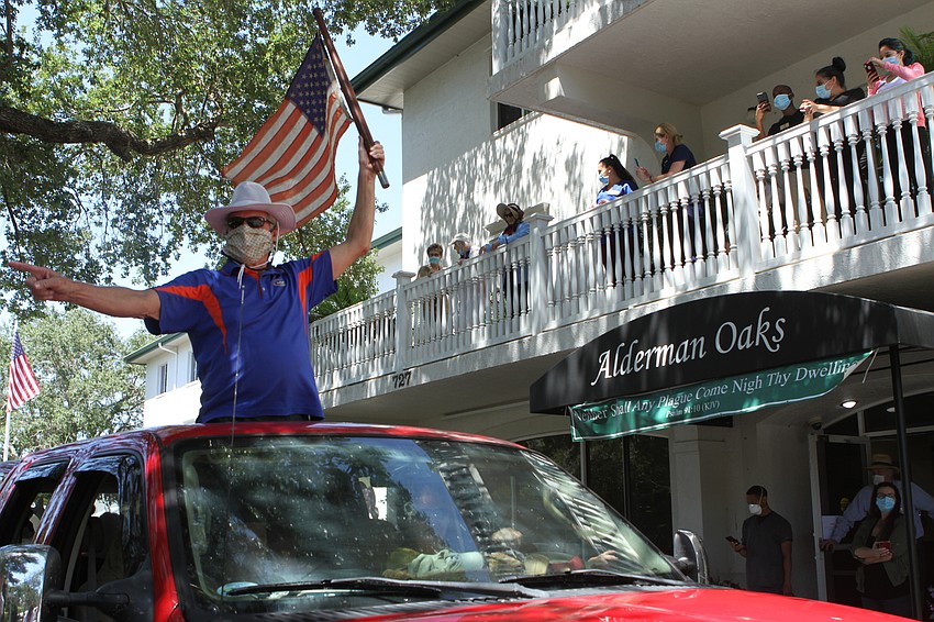 Administrator Fred Grady worked up the crowd.