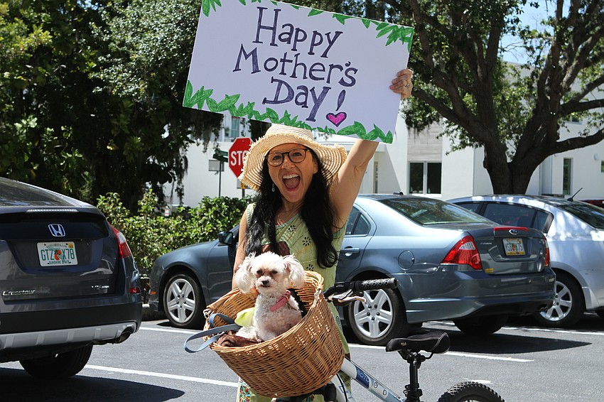 Nancy Pasternack walked the parade with her dog Ariel.