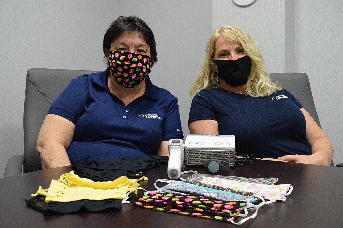 Beth Stager and Hope Carey work with more than 175 volunteers to make masks for healthcare workers.