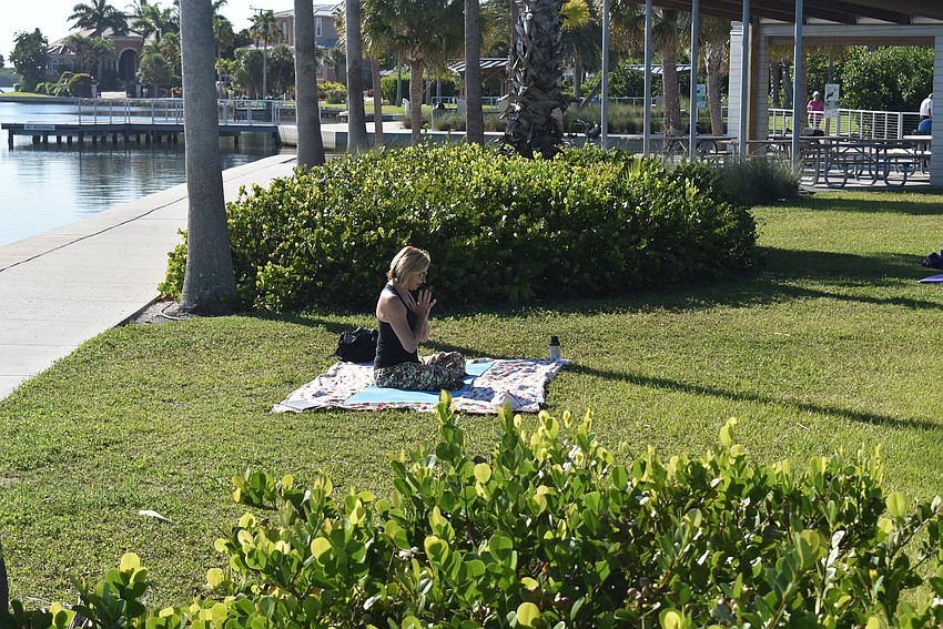 Debby McClung guides students in relaxing.