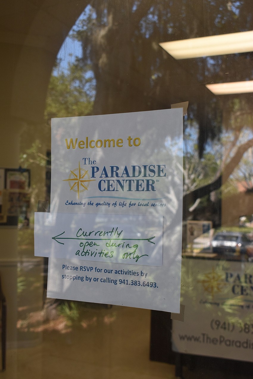 Signs on the Paradise Center let students know they shouldn't enter the building.