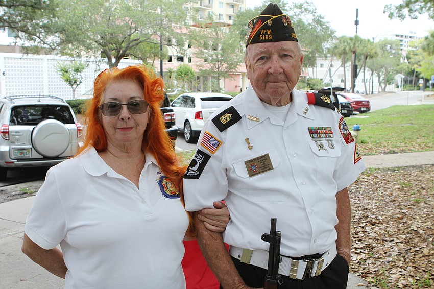 Carolyn Long and George Leavey waited for the event to start.