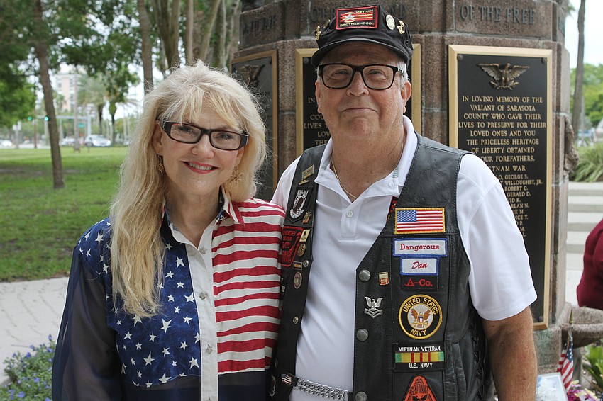 Jeanne and Daniel Corcoran wore patriotic attire.