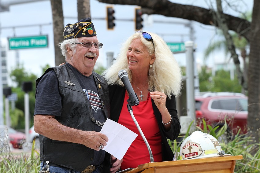 Sonny Bywaters and Jan Hamel Solomon welcomed speakers and singers to the podium.