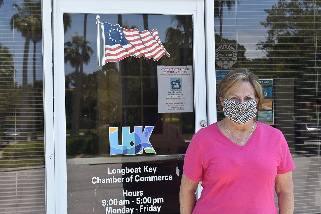 Gail Loefgren is back at the Chamber office, but they still have their doors closed to visitors.