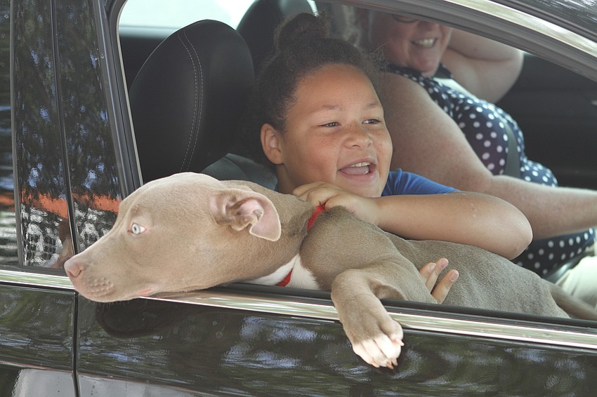 Kamari Smith brought her dog Frankie to the parade.