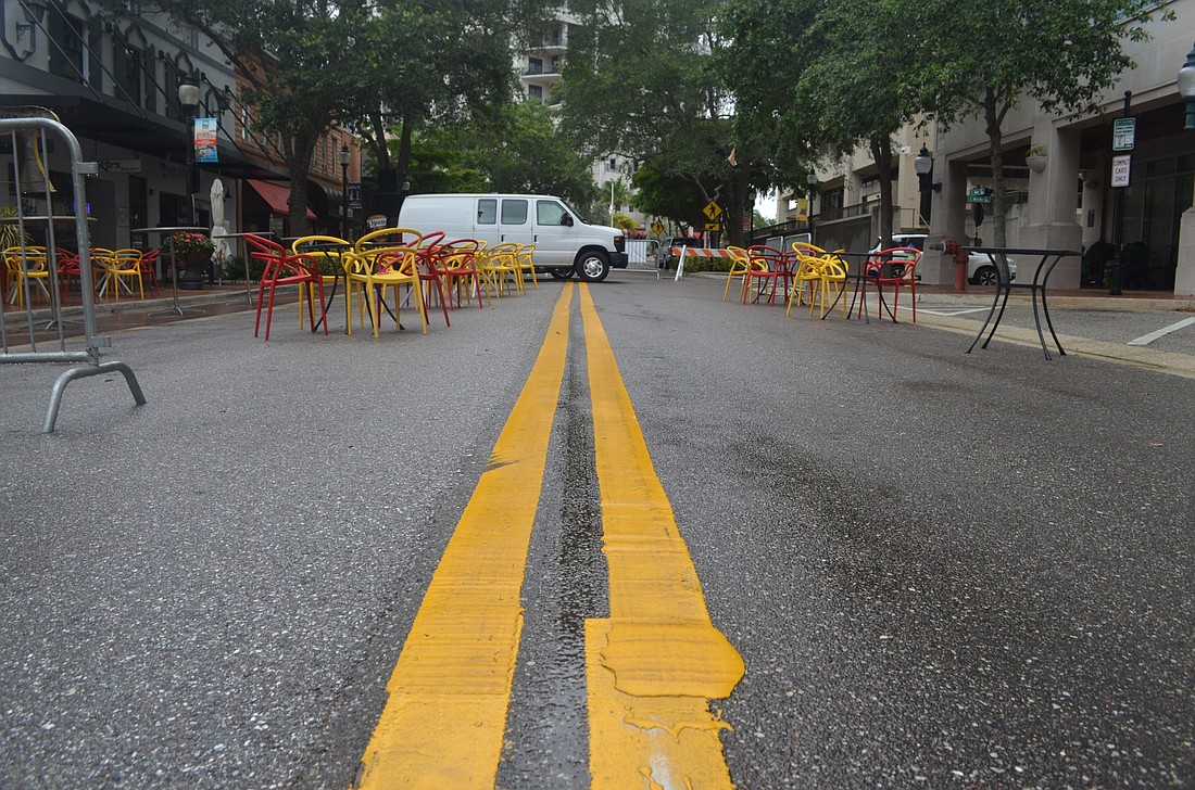 The city closed a portion of the 1300 block of Main Street over the weekend to accommodate expanded outdoor dining. Despite some rain, at least one restaurant in the area said the closure was a financial success.