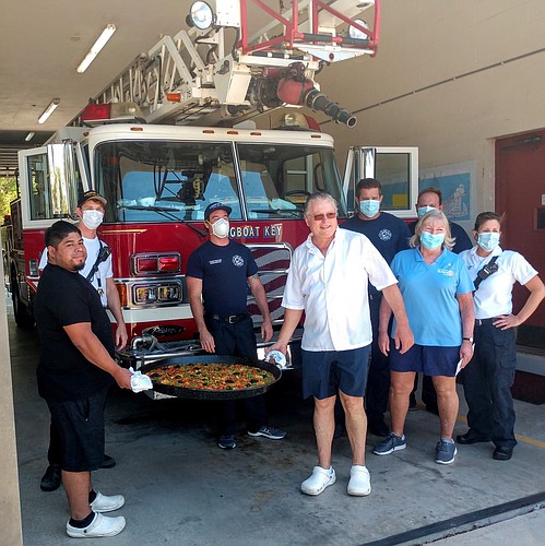 Jose Martinez brought his paella pan to the fire station.