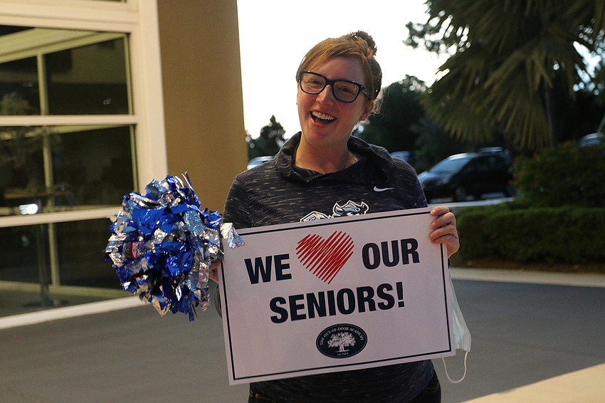 Erin Harding, a history teacher at Out-of-Door Academy's upper school, celebrates the seniors. Courtesy photo.