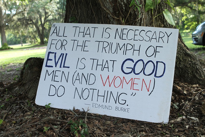 Attendees sat and listened to a message condemning racial inequality.