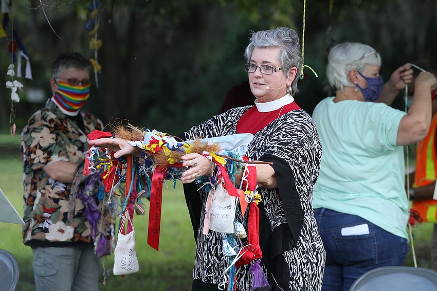Reverend Elder Lillie Brock collected the prayer ties.